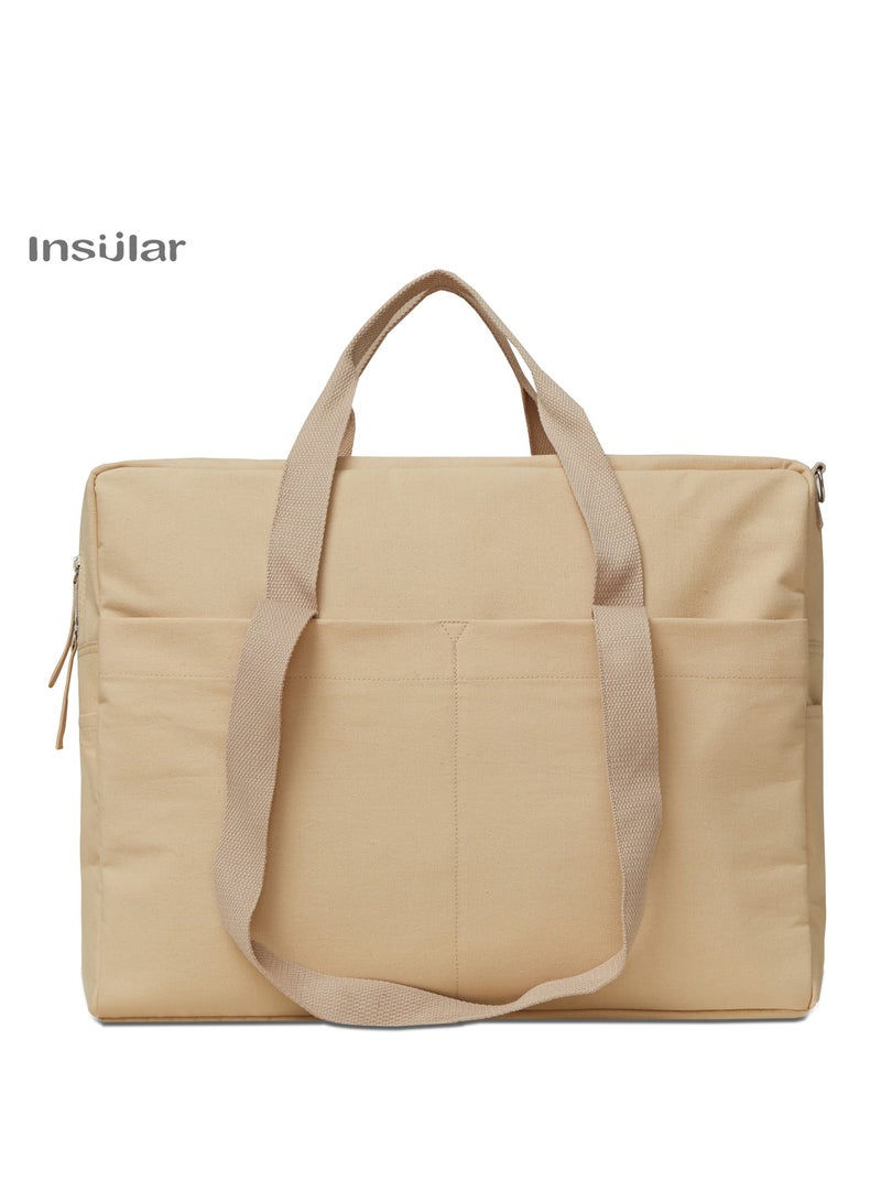 insular Cotton Canvas Large Capacity Portable One Shoulder Cross body Mommy Bag - Image 2