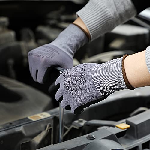 LOCCEF Safety Work Gloves MicroFoam Nitrile Coated-12 Pairs,Seamless Knit Nylon Gloves,Home Improvement,Micro-Foam Gloves (12 Pairs, 7/S) - Image 4