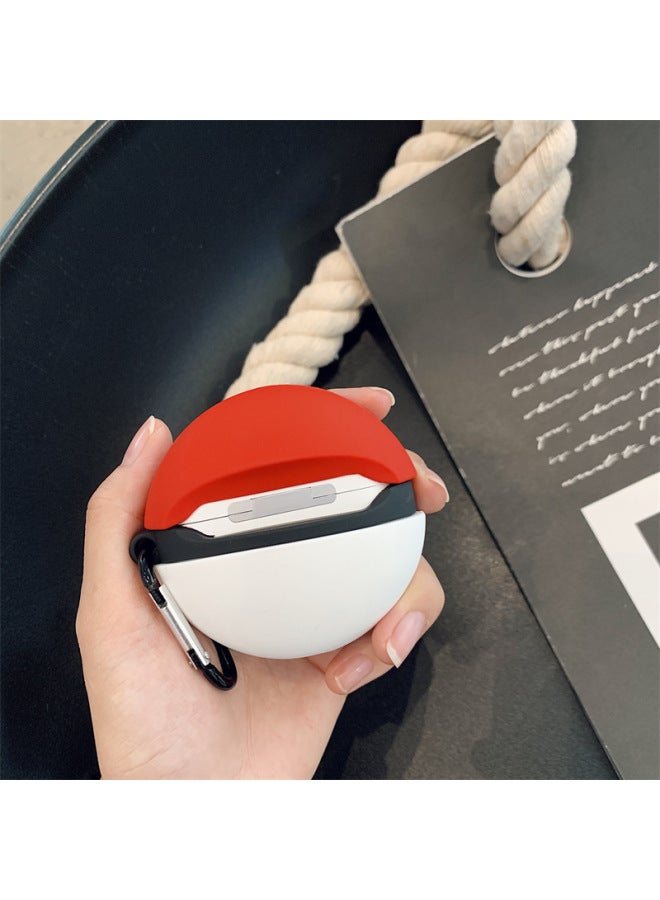 Silicone AirPods Case 4th Generation For Apple Bluetooth Wireless Earphones Protective Cover Comic Ball Design For Earbuds-Color:Ball Headphone Cover + Hook-Applicable Models:Airpods Pro/pro2