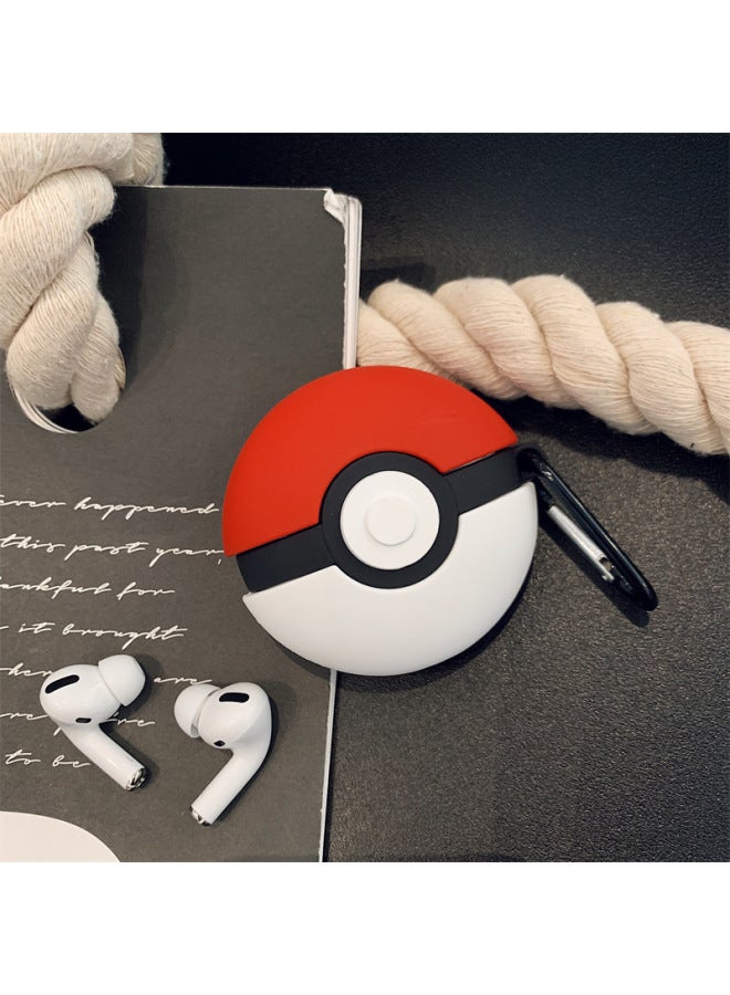 Silicone AirPods Case 4th Generation For Apple Bluetooth Wireless Earphones Protective Cover Comic Ball Design For Earbuds-Color:Ball Headphone Cover + Hook-Applicable Models:Airpods Pro/pro2