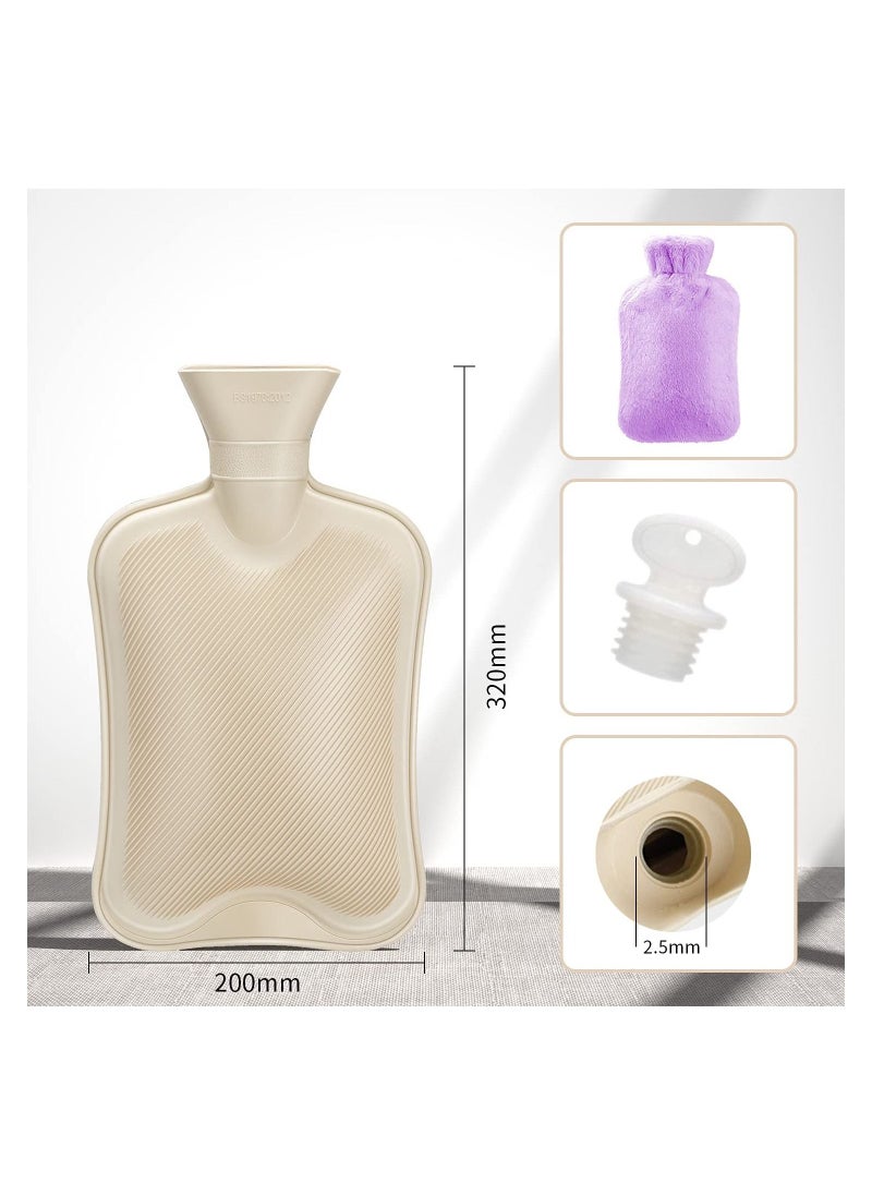 MARK STORE Hot Water Bottle with Soft Cover 2 Liter, Classic Rubber Hot Water Bag for Cramps, Neck, Shoulders Pain Relief, Hot Cold Pack for Hot and Cold Therapy and Feet Warmer  - Image 2