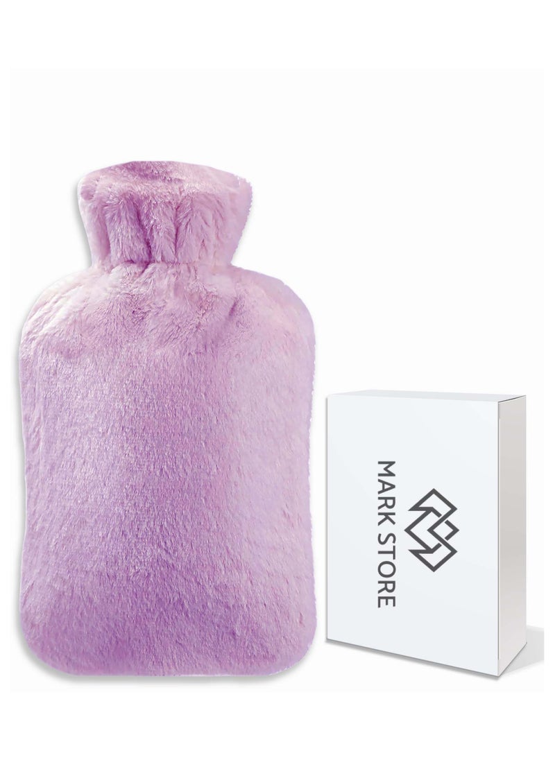 MARK STORE Hot Water Bottle with Soft Cover 2 Liter, Classic Rubber Hot Water Bag for Cramps, Neck, Shoulders Pain Relief, Hot Cold Pack for Hot and Cold Therapy and Feet Warmer  - Image 1
