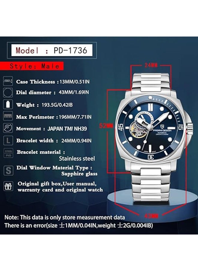 PAGANI DESIGN - Men's Automatic Watches Unique Stainless Steel Mechanical Wrist Watch for Men Nylon Watchband 200M Waterproof - Image 1