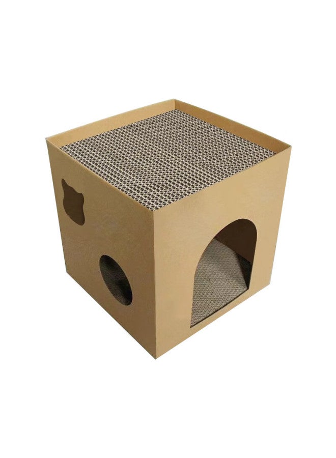 Gasco Jiashigao Cat Scratching Board, Corrugated Paper Cat Bed, Durable Integrated Cat House, Large Size, Multi-cat Enclosed Double-layer Cat Cardboard Box House - Image 3