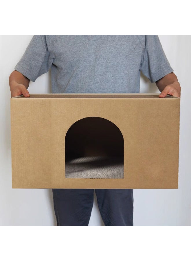 Gasco Jiashigao Cat Scratching Board, Corrugated Paper Cat Bed, Durable Integrated Cat House, Large Size, Multi-cat Enclosed Double-layer Cat Cardboard Box House - Image 2