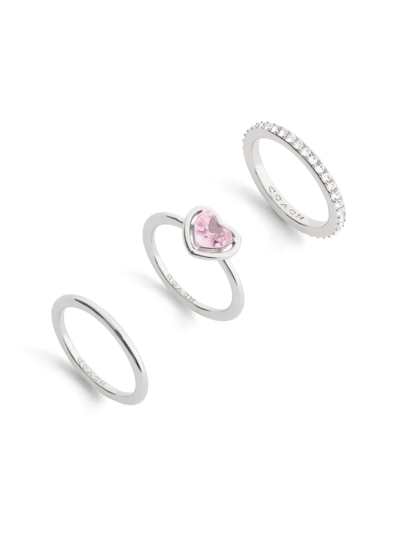 COACH Halo Heart Stackable Ring Set