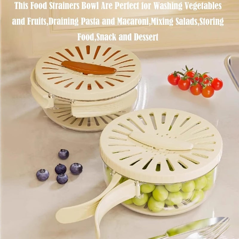 GOPIKRISHNA Fruit Strainer Colander Bowl With Foldable Handle Cleaning Colander Fruit Drain Basket With Lid Plastic Refrigerator Crisper Box Food Storage Container For Fridge Outdoor Kitchen Tool - Image 2