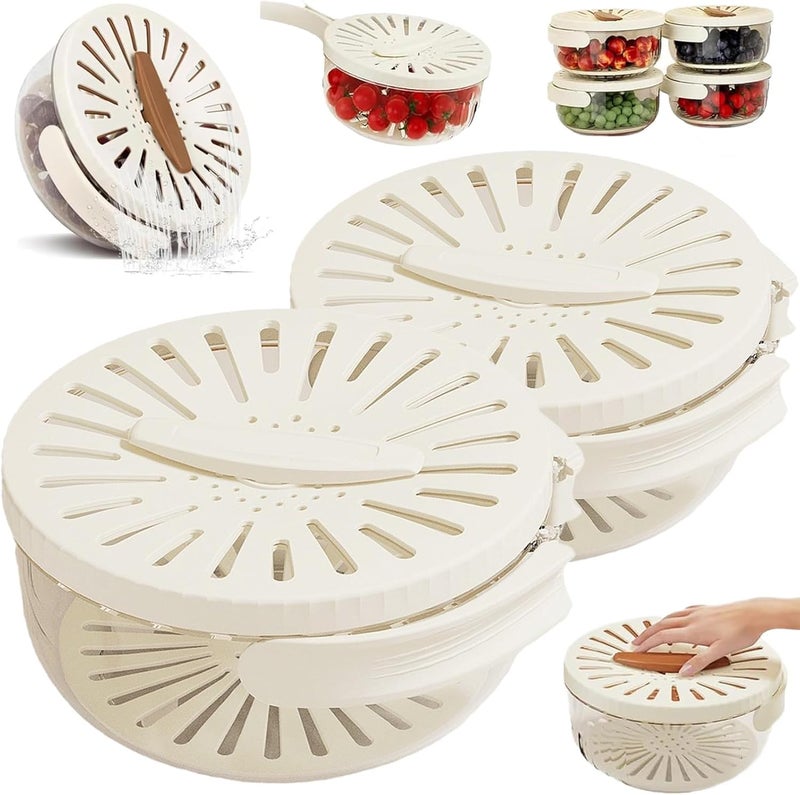 GOPIKRISHNA Fruit Strainer Colander Bowl With Foldable Handle Cleaning Colander Fruit Drain Basket With Lid Plastic Refrigerator Crisper Box Food Storage Container For Fridge Outdoor Kitchen Tool - Image 1