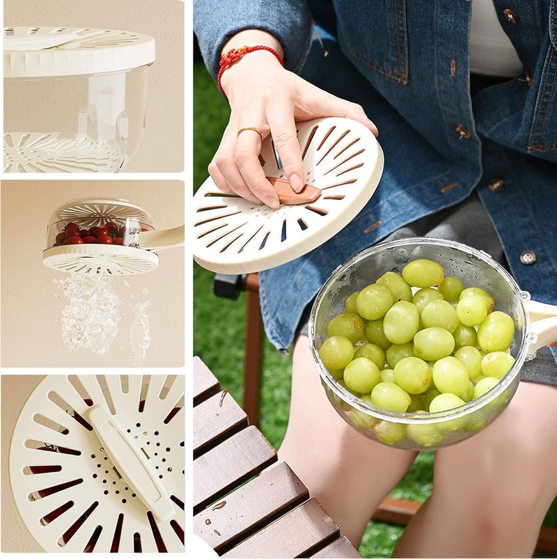 GOPIKRISHNA Fruit Strainer Colander Bowl With Foldable Handle Cleaning Colander Fruit Drain Basket With Lid Plastic Refrigerator Crisper Box Food Storage Container For Fridge Outdoor Kitchen Tool - Image 5