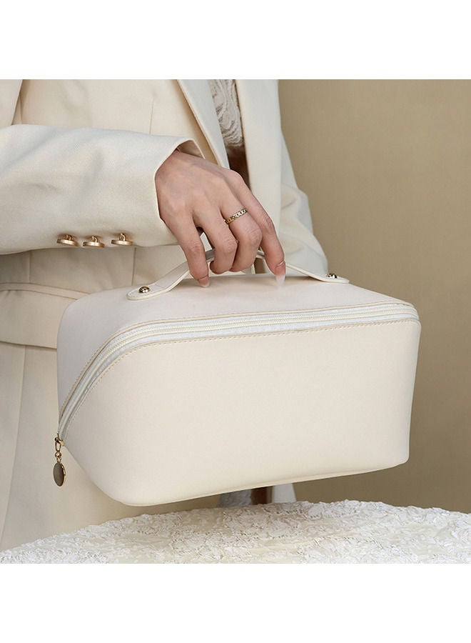 Sharpdo Double Layer Makeup Train Case, Waterproof Portable Leather Makeup Bag, Toiletry Bag for Makeup Brushes, Multifunctional Storage Makeup Bags for Women - Image 3