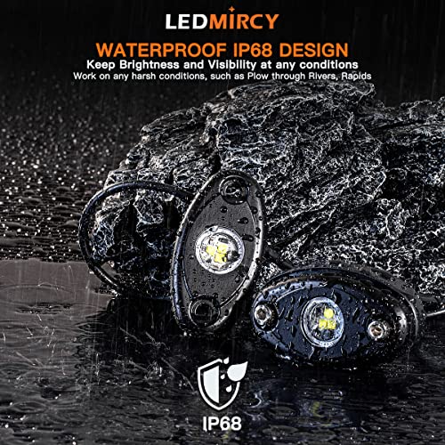 LEDMIRCY LED White Rock Lights 12PCS for Off Road Truck ATV SUV RZR Auto Car Boat Waterproof High Power Underglow Neon Light Underbody Trail TRAI Rig Lights Shockproof(12 Pods White) - Image 4