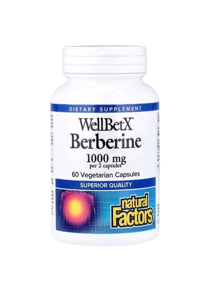 Natural Factors WellBetX® Berberine 60 Vegetarian Capsules (500 mg per Capsule) - Image 1
