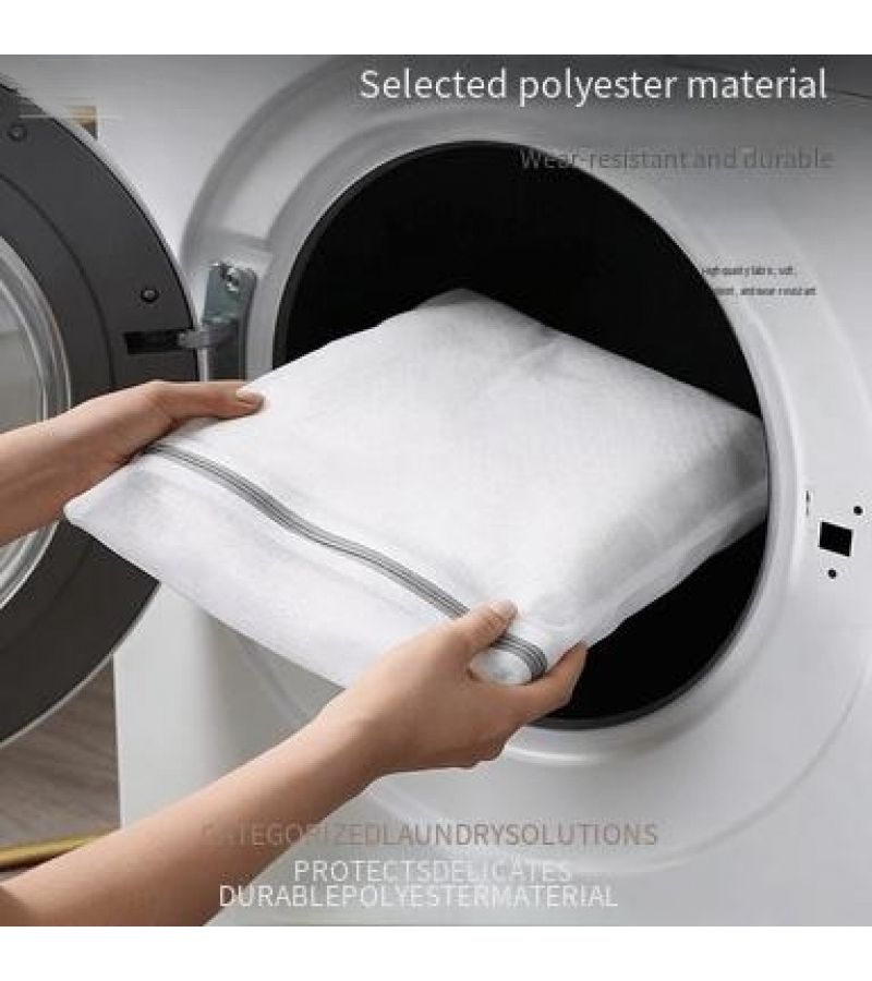 Grayish White Mesh Laundry Bag 17x27 Inch Reusable Zipper Delicates - Image 5