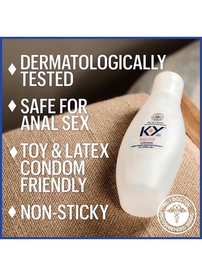K-Y Liquid Lube, Personal Lubricant, New Water-Based Formula, Safe for Anal Use, Safe to Use with Latex Condoms, for Men, Women and Couples, Body Friendly 4.5 FL OZ (Pack of 3) - Image 2