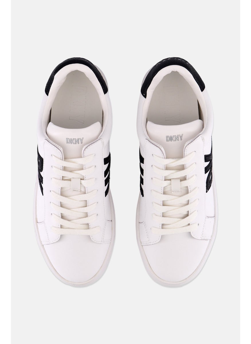DKNY - Women Abeni Brand Logo Lace Up Casual Shoes, White - Image 1