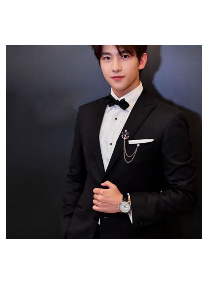 Anchor Stone Chain Brooch for Men & Women – Elegant Fashion Suit Accessory, Nautical-Themed Lapel Pin with Stone & Chain for Jackets, Collars, & Shirts - Image 4