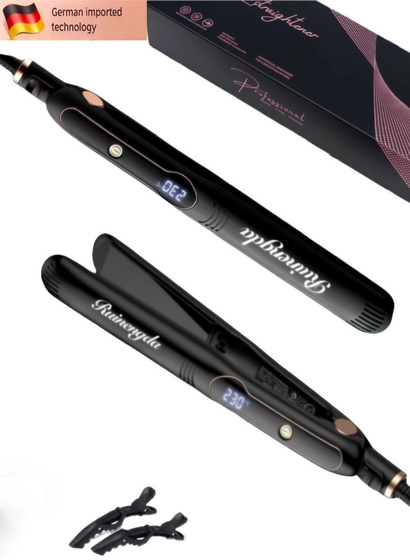 Ruinengda Best Seller Ceramic straightener and curling iron 2-in-1 heated to 230 ° C high temperature ceramic flat iron ion technology with 10 temperature settings，Perfect for Straightening/Curling - Image 1