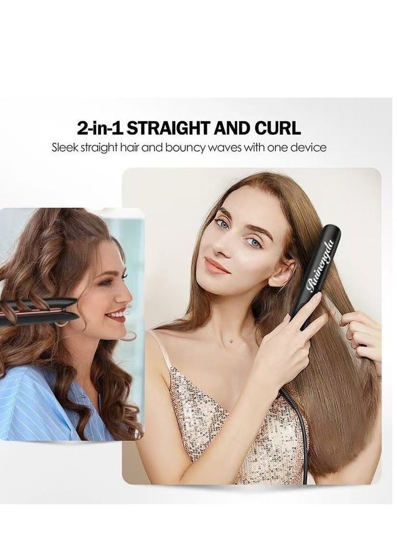 Ruinengda Best Seller Ceramic straightener and curling iron 2-in-1 heated to 230 ° C high temperature ceramic flat iron ion technology with 10 temperature settings，Perfect for Straightening/Curling - Image 5