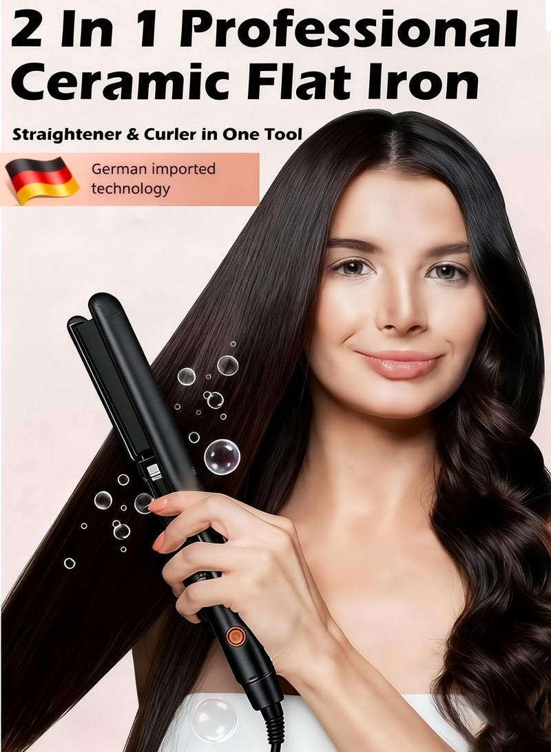 Ruinengda Best Seller Ceramic straightener and curling iron 2-in-1 heated to 230 ° C high temperature ceramic flat iron ion technology with 10 temperature settings，Perfect for Straightening/Curling - Image 2