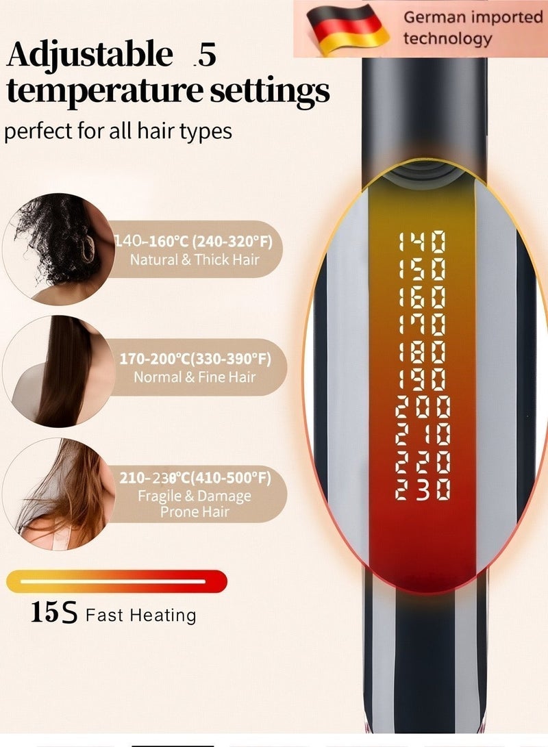 Ruinengda Ceramic straightener and curling iron 2-in-1 heated to 230 ° C high temperature ceramic flat iron ion technology with 10 temperature settings，Perfect for Straightening/Curling - Image 4