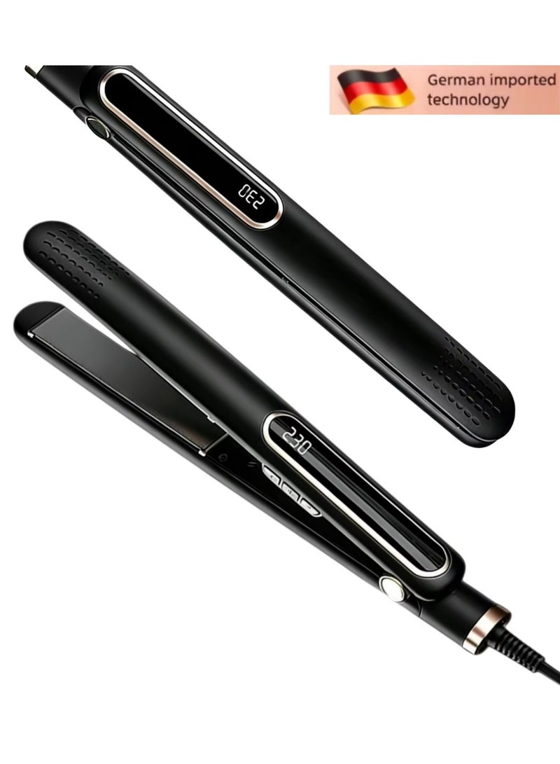 Ruinengda Ceramic straightener and curling iron 2-in-1 heated to 230 ° C high temperature ceramic flat iron ion technology with 10 temperature settings，Perfect for Straightening/Curling - Image 1