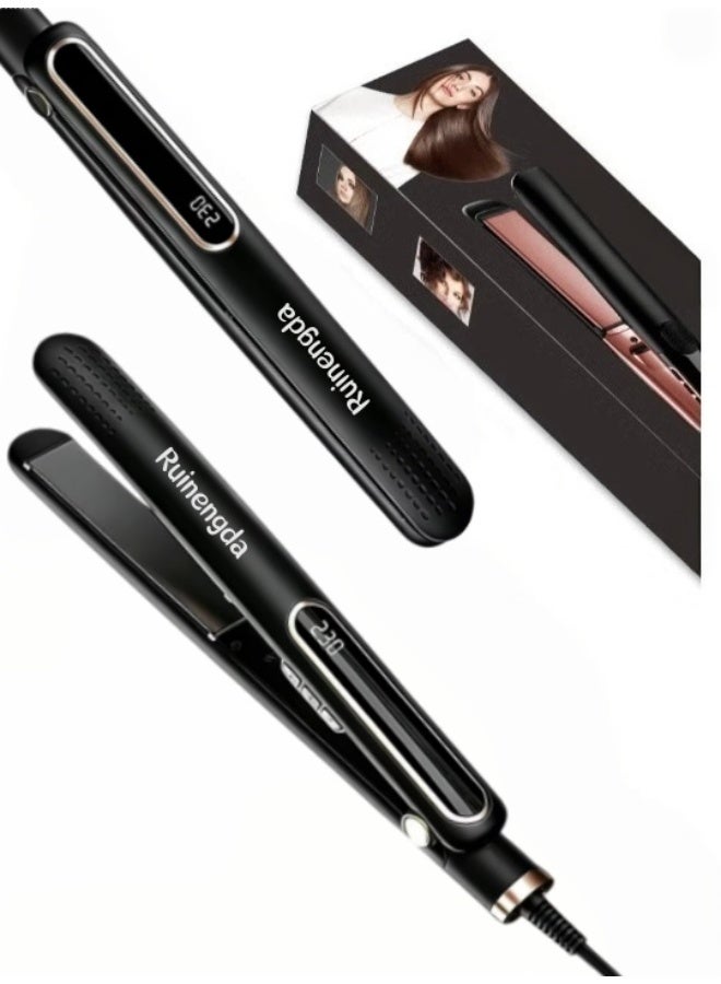 Ruinengda Hair Straightener and Curler 2 in 1 Ceramic Flat Iron - 10 Heat Settings and Heats Up to 230°C，Use 2 heating devices to ensure safer and more convenient use - Image 1