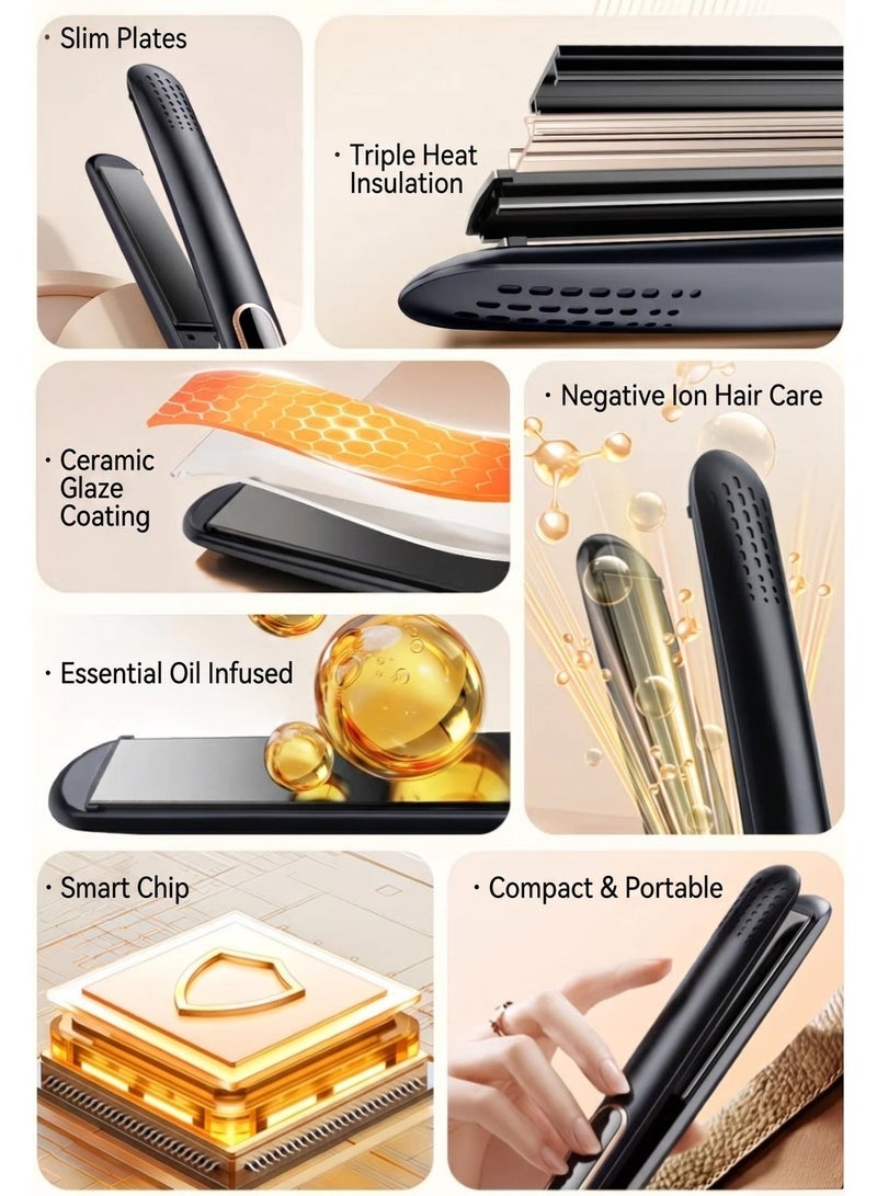 Ruinengda Hair Straightener and Curler 2 in 1 Ceramic Flat Iron - 10 Heat Settings and Heats Up to 230°C，Use 2 heating devices to ensure safer and more convenient use - Image 4