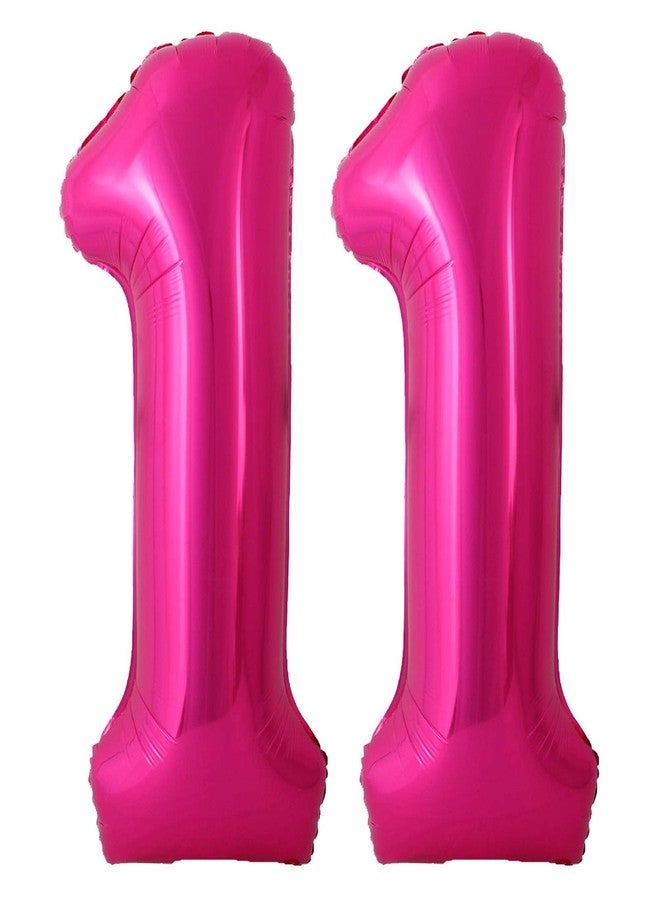 Lovoir Hot Pink 11 Number Balloons, 40 Inch Giant Number 11 Balloons Foil Mylar Helium Hot Pink Number Balloons for 11th Birthday Party Supplies Anniversary Event Celebration Decorations - Image 1