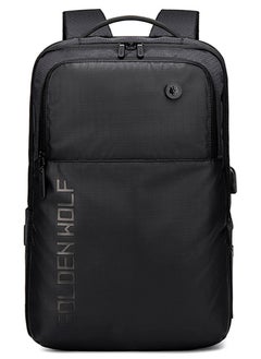 Casual School Laptop Bag,Water Resistant College Travel Backpack with USB Charging Port for Men,Black