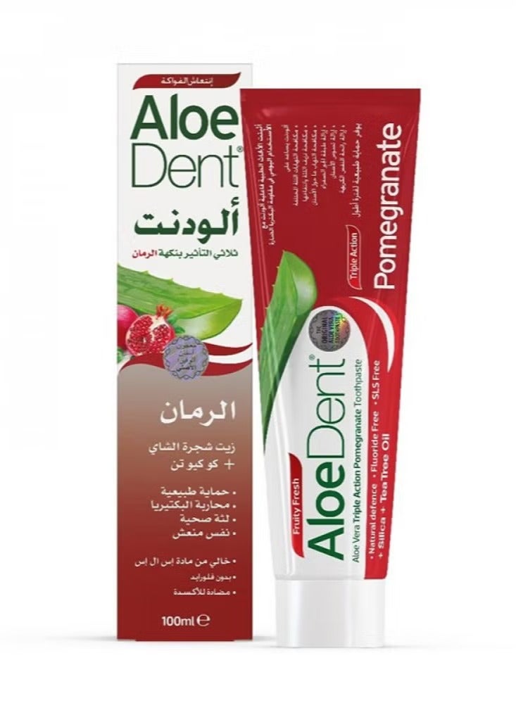 Aloe Dent Aloedent Toothpaste Triple Action Pomegranate 100 Ml