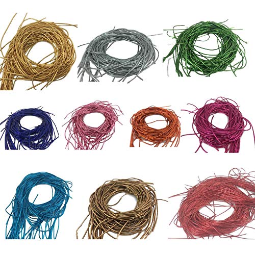 Aumni Crafts Zardosi Flexible Smooth 1mm French Bullion Wires [10 Color X 10 Grams, Total 100 Grams] Spring Dabka Copper Metallic Thread for Embroidery and Jewellery Making - Image 1