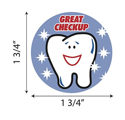 Tabbies Children's Sticker 1-3/4" Circle, 'Great Checkup' Light Blue with A Tooth, 100 Stickers/Roll, Healthcare, Dentist (20009) - Image 2