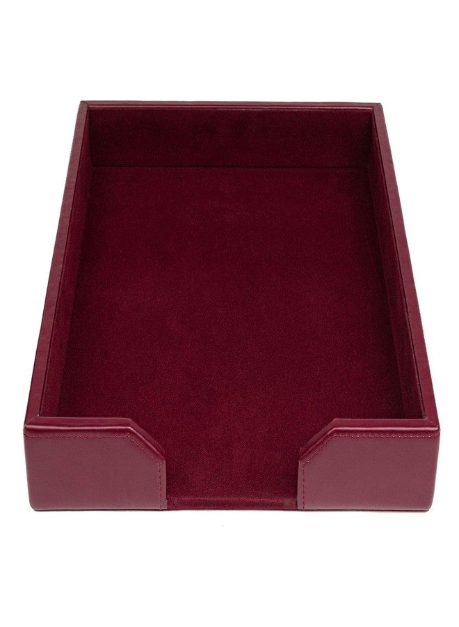 Dacasso Burgundy Bonded Leather Letter Tray - Image 3