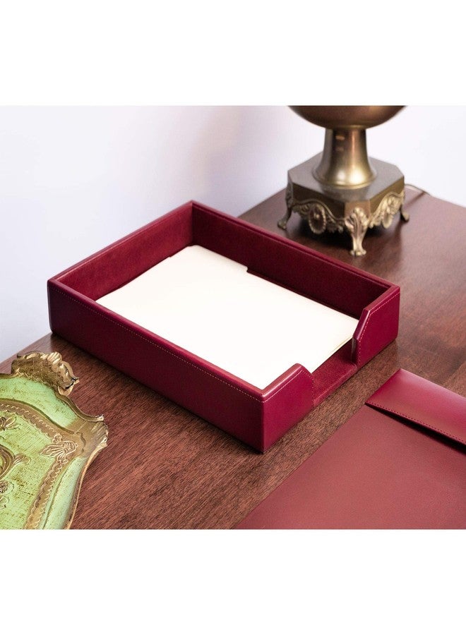 Dacasso Burgundy Bonded Leather Letter Tray - Image 2