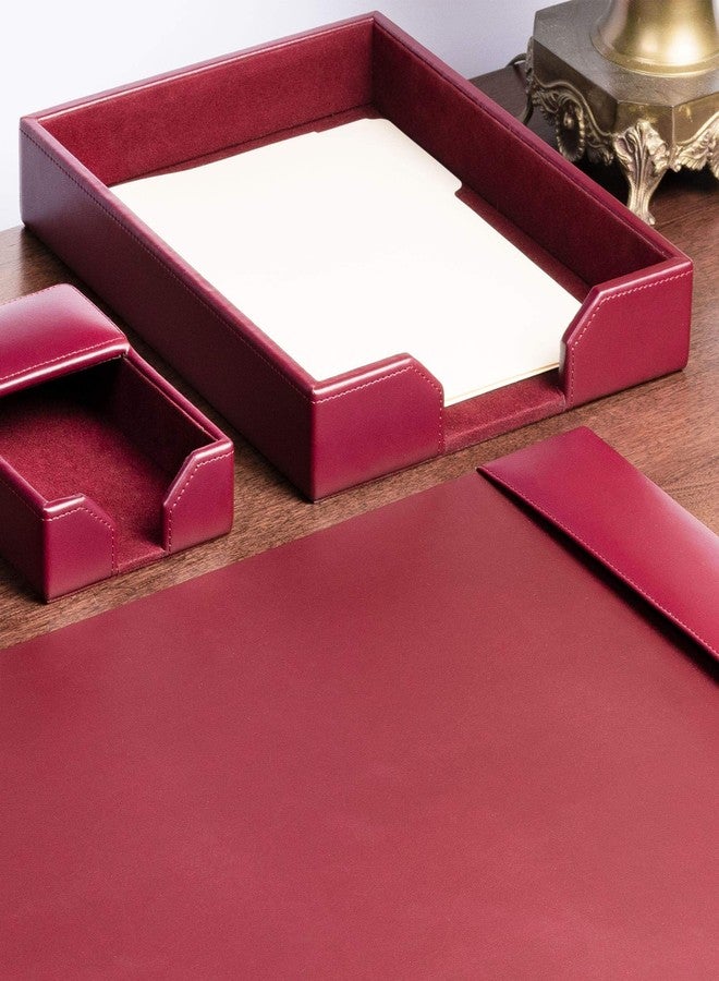 Dacasso Burgundy Bonded Leather Letter Tray - Image 5
