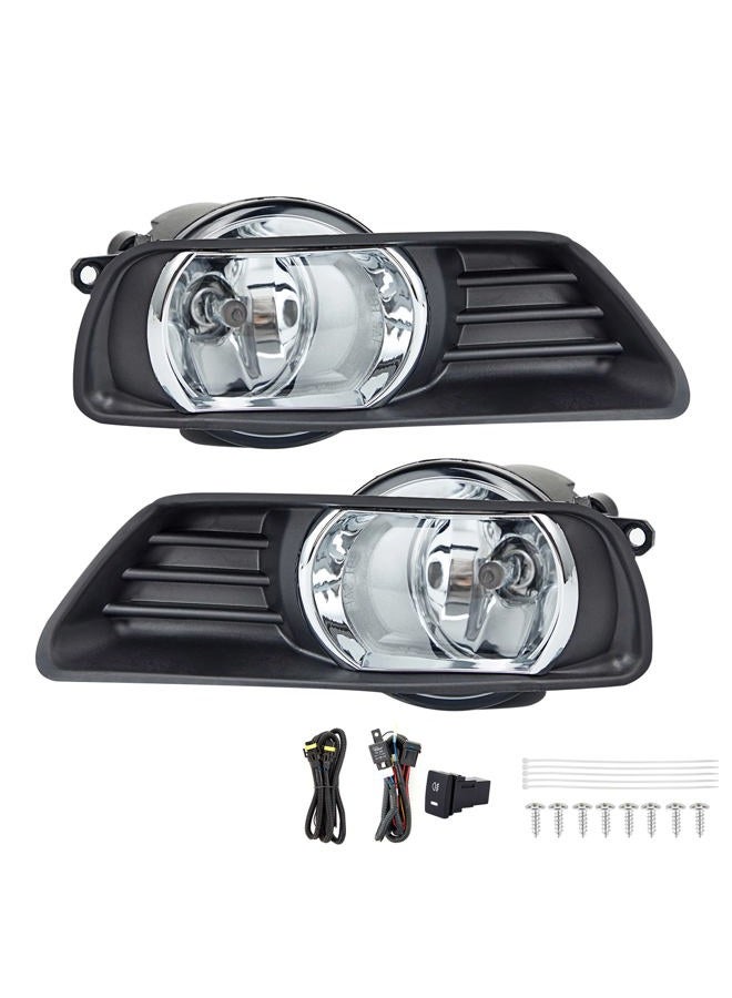 RAPOOSANS Driving Fog Lights Lamps Assembly Kit for 2007 2008 2009 Toyota Camry Fog Light Replacement with H11 12V 55W Halogen Bulbs Switch and Wiring Kit (Clear Glass Lens) - Image 1