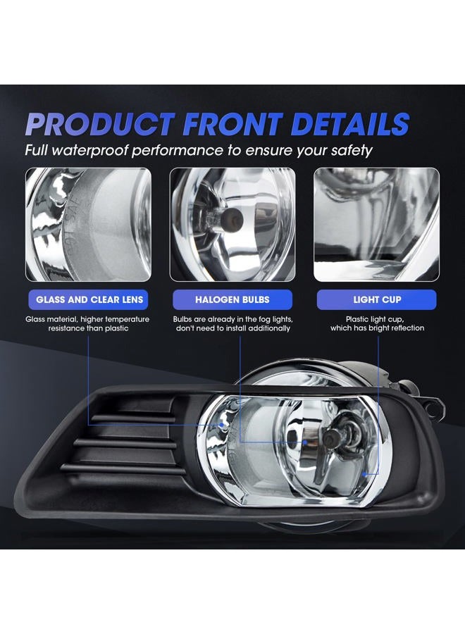 RAPOOSANS Driving Fog Lights Lamps Assembly Kit for 2007 2008 2009 Toyota Camry Fog Light Replacement with H11 12V 55W Halogen Bulbs Switch and Wiring Kit (Clear Glass Lens) - Image 5