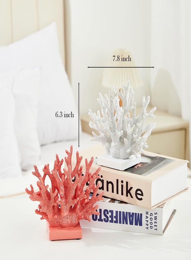 Ottalent Artificial White Coral Décor, Nautical Coral Reef Decorations for Home, Marine Style Decoration, Ocean Themed Cabinet Shelf Tabletop Decor (White) - Image 3