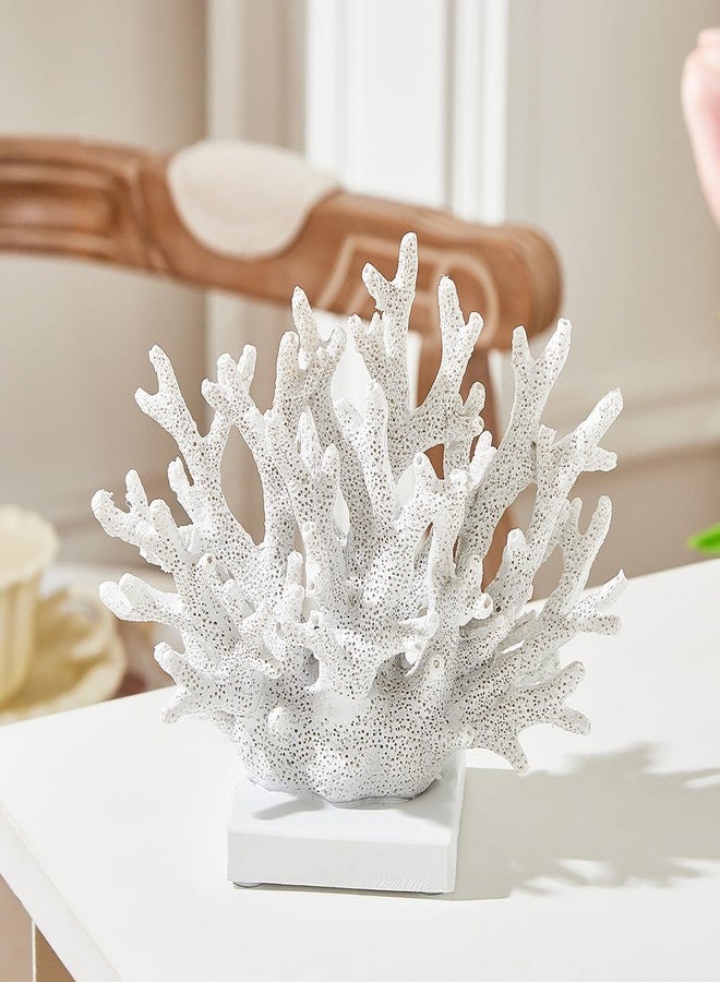Ottalent Artificial White Coral Décor, Nautical Coral Reef Decorations for Home, Marine Style Decoration, Ocean Themed Cabinet Shelf Tabletop Decor (White) - Image 2
