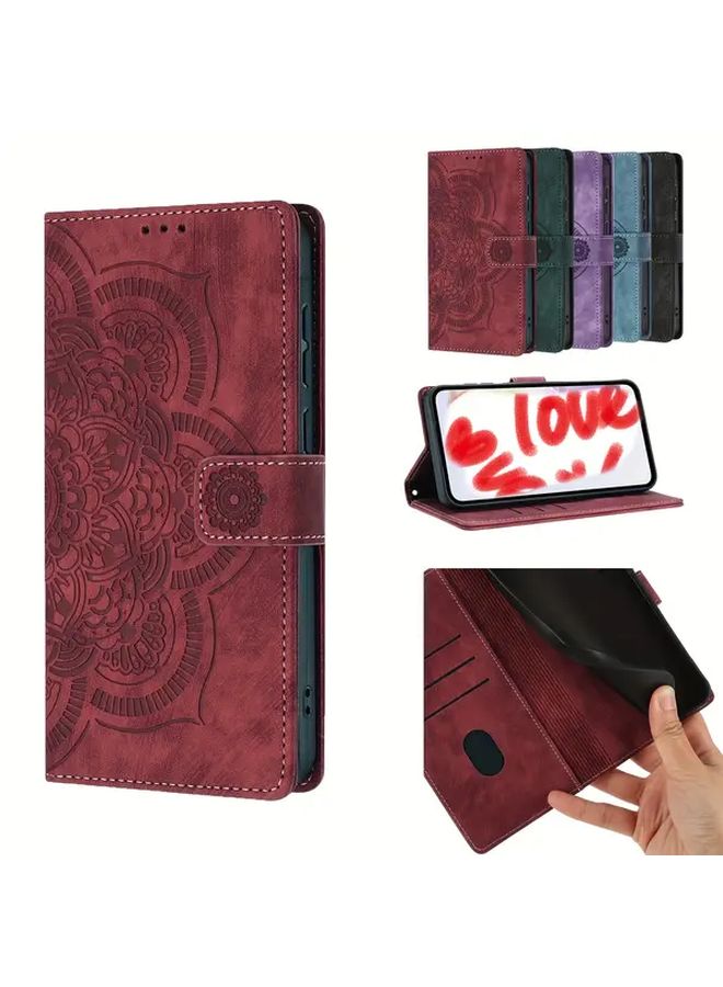 Red Card Holder Flip Case With Lanyard Credit Card Slot For Galaxy S22 Ultra 5G - Image 4
