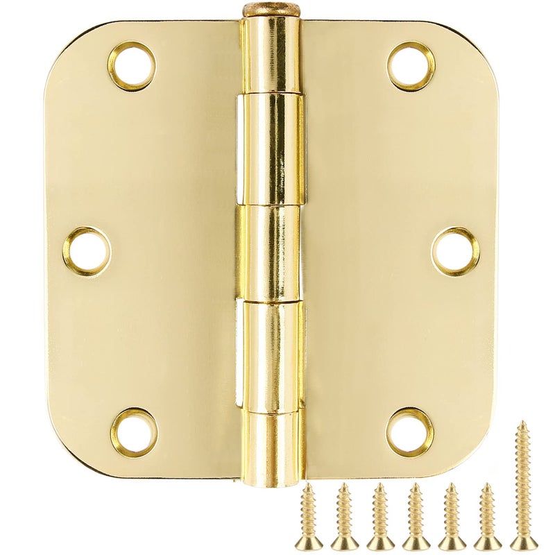TDCHINGES 3 Pack Rounded Door Hinges 312 x 35 inch 58 Radius Polished Brass 3 Inch Gold House Interior Hinge for BedLivingGuestPantryStorageStudyWork Room Doors Heavy Duty Steel Hardware Kit - Image 2