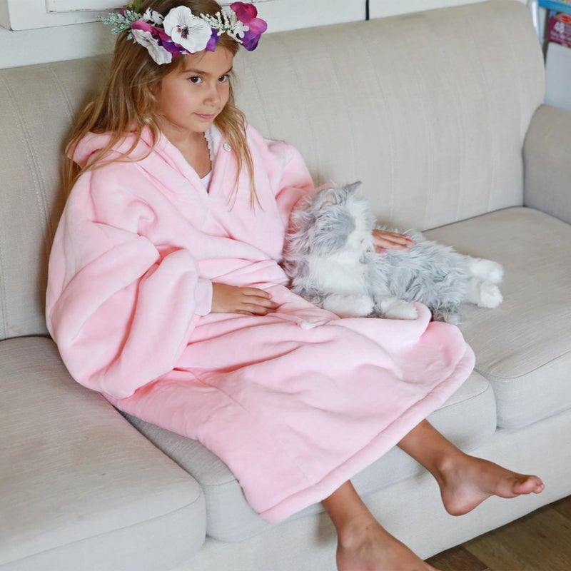 Catalonia Blanket Hoodie for Kids, Oversized Wearable Sherpa Sweatshirt Pullover for 7-16 yr Teens Youth, Kids Gift Idea - Image 2