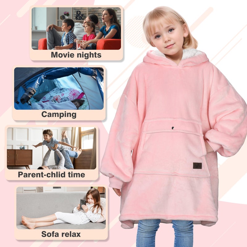 Catalonia Blanket Hoodie for Kids, Oversized Wearable Sherpa Sweatshirt Pullover for 7-16 yr Teens Youth, Kids Gift Idea - Image 5