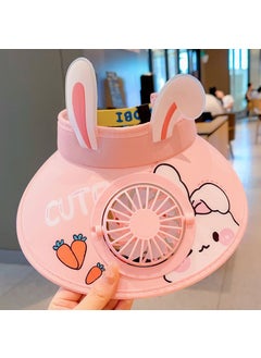 Kids Sun Hat with Fan, Summer Shade Cap 7#Hulu rabbit powder [fan hat] comes with a free windproof rope