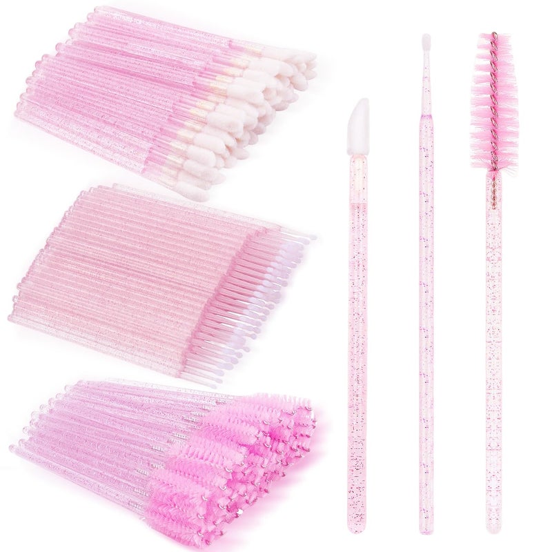 DWNDN 200Pcs Eyelash Extension Kit, Lash Spoolies Extension Supplies Eyebrow Brush Mascara Wands Lip Brushes Applicators Disposable Micro Swab Brushes for Lash Extensions Brow Lamination Kit, Crystal Pink - Image 1