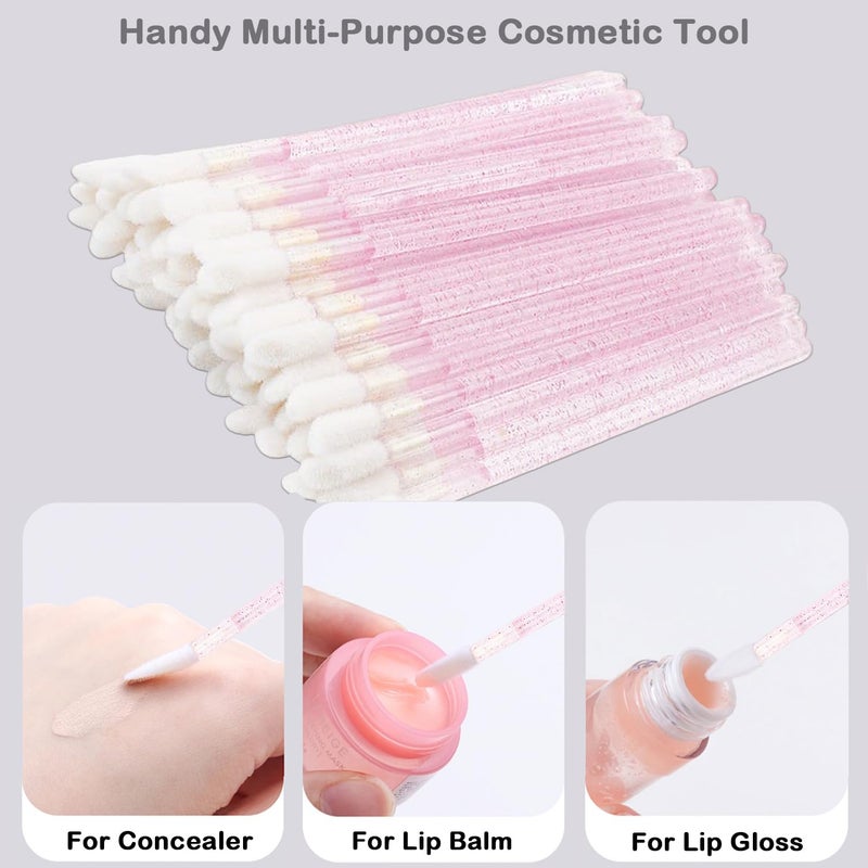 DWNDN 200Pcs Eyelash Extension Kit, Lash Spoolies Extension Supplies Eyebrow Brush Mascara Wands Lip Brushes Applicators Disposable Micro Swab Brushes for Lash Extensions Brow Lamination Kit, Crystal Pink - Image 4