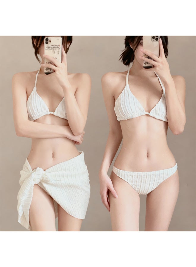 Swimsuit Women's Solid Color Backless European And American High-end Bikini Split Three-piece Set Hot Spring Seaside Vacation