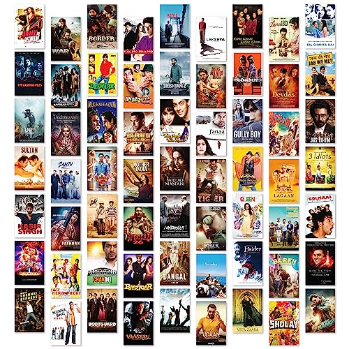 Twinster Aesthetic Bollywood Movie Stickers Collage Kit, Set of 63 Poster for Room Decoration, Home Décor Items Self-Adhesive Wall Stickers Size:4.0X6.0 Inches - Image 1