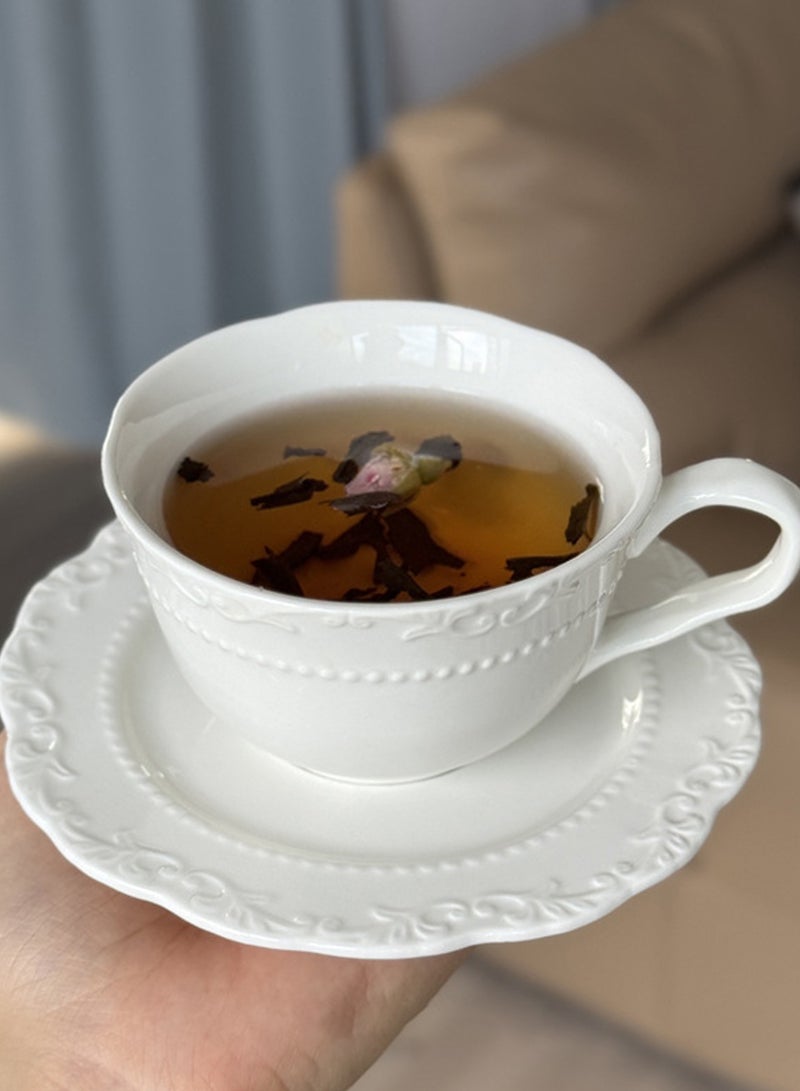 طقم فناجين قهوة وصحن فاخر منقوش بنقشة زهور على الطراز الفرنسي، سعة 200 مل، طقم فناجين شاي بورسلين للمنزل والهدايا - Image 5
