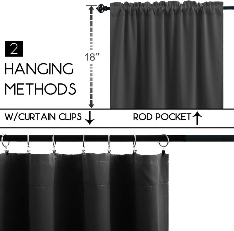 KOUFALL 30 Inch Long Curtains for Small Windows Blackout Thermal Insulating Short Window Curtain for Bathroom Bedroom Wide 18 x 30 Length - Image 3
